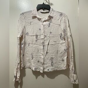 Zara Cream Shirt with Mermaid Design